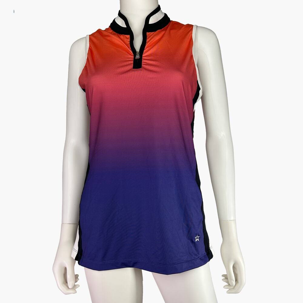 LOHLA SPORT "The Ombre" Sleeveless Gradient Zip Sport Top (Multi | Size M/L)